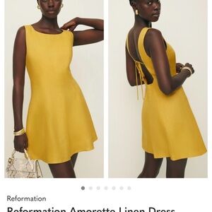 Reformation Mustard Backless Linen Dress Size 2 Never Worn all Tags on!!